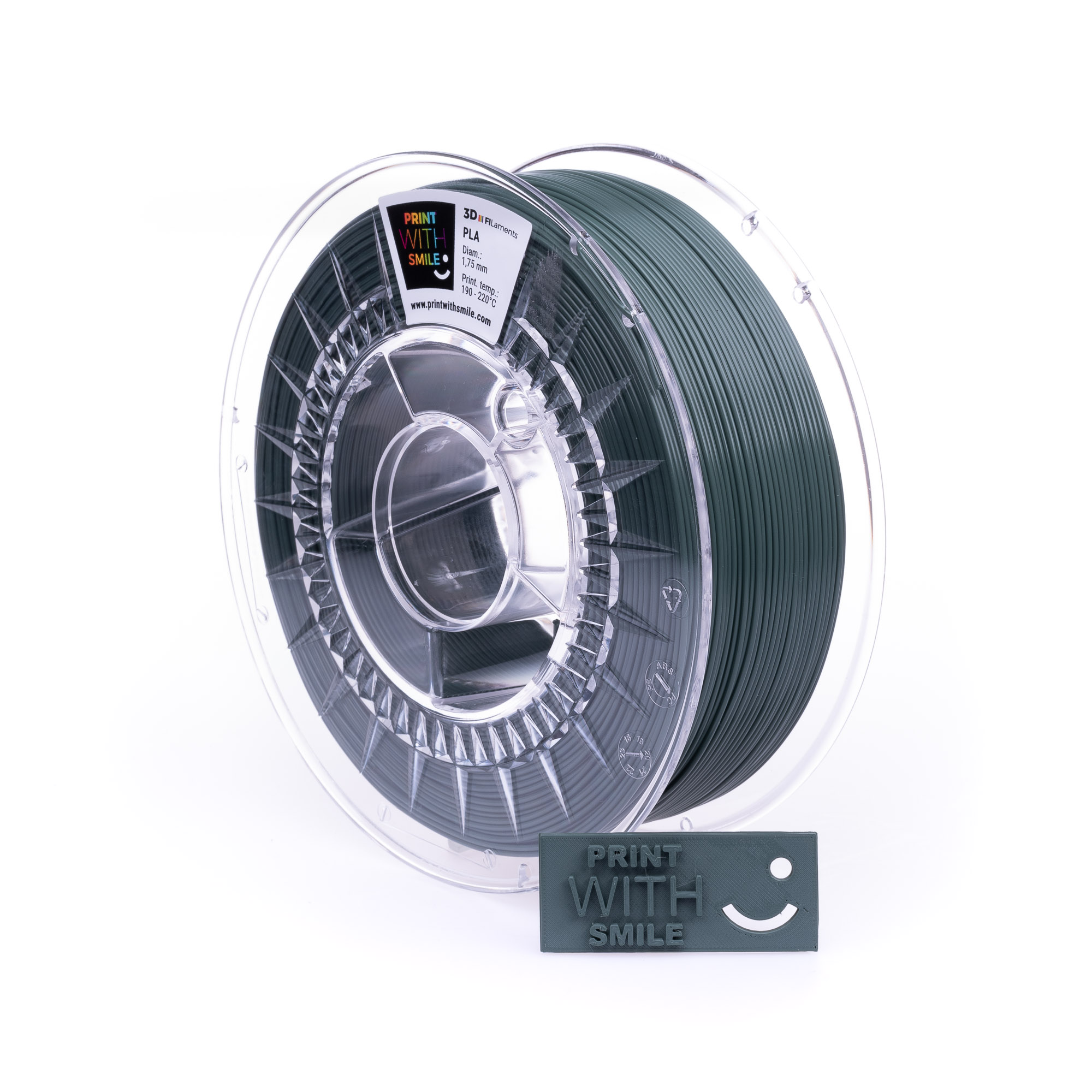 Levně PLA filament Dark GREEN 1,75 mm Print With Smile 0,5 kg