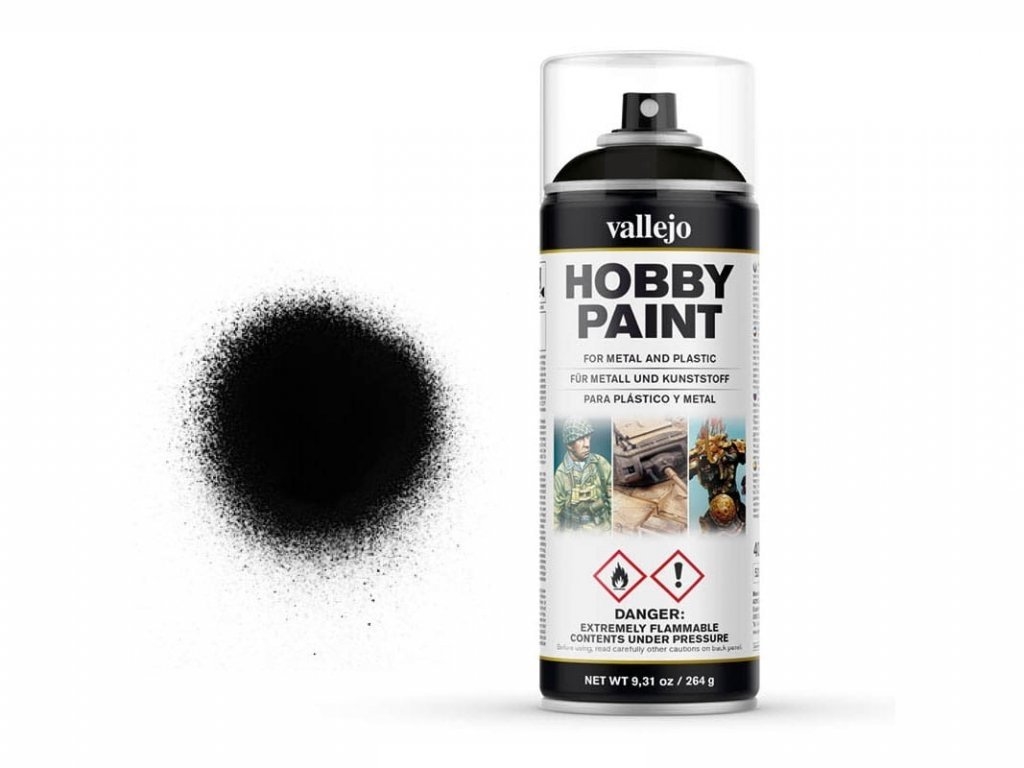 Levně Vallejo Aerosol 28012 Black Primer Spray 400 ml