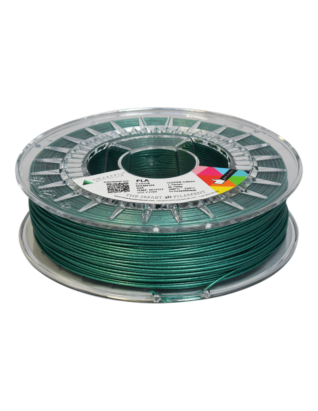 PLA filament třpytivý zelený glitter green 1,75 mm Smartfil 750g