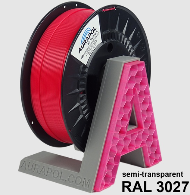 Levně PLA filament malinový semitransparentní 1,75 mm Aurapol 1 kg