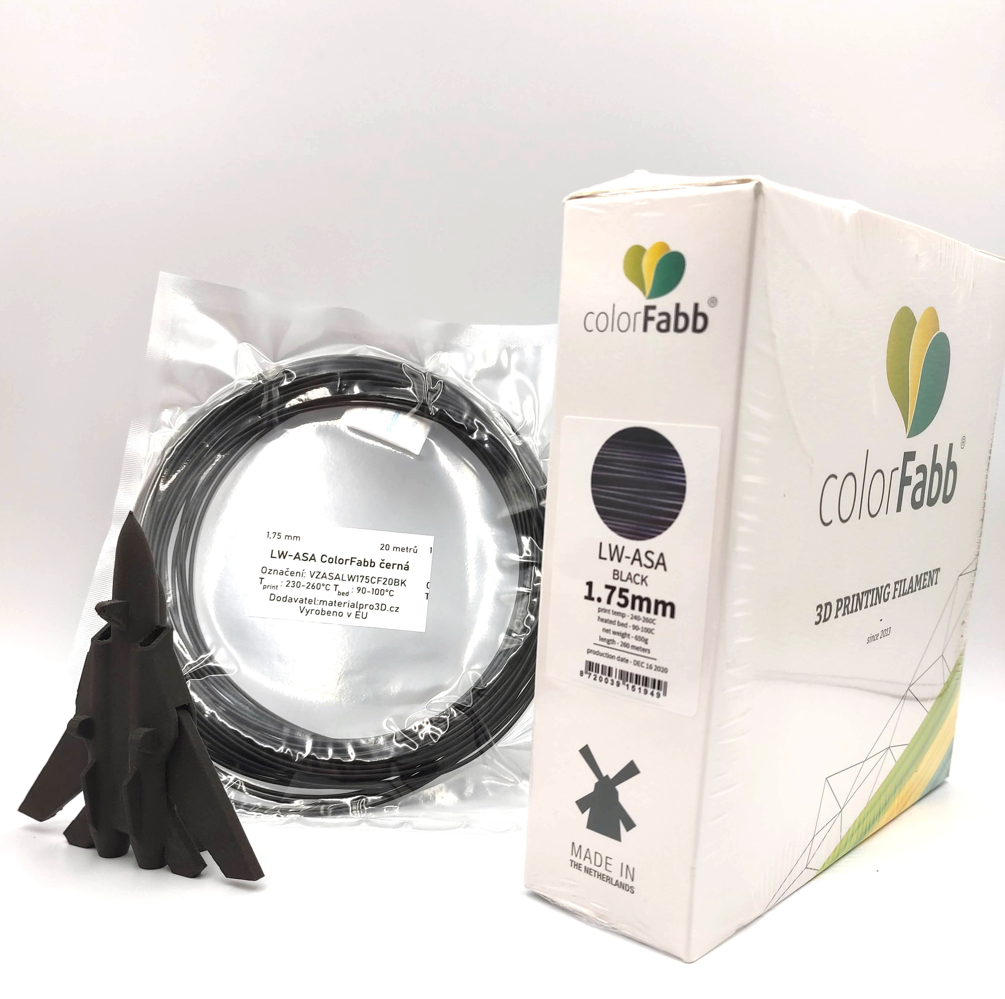 Levně VZOREK 20 METRŮ - LW ASA černý filament 1,75 mm ColorFabb