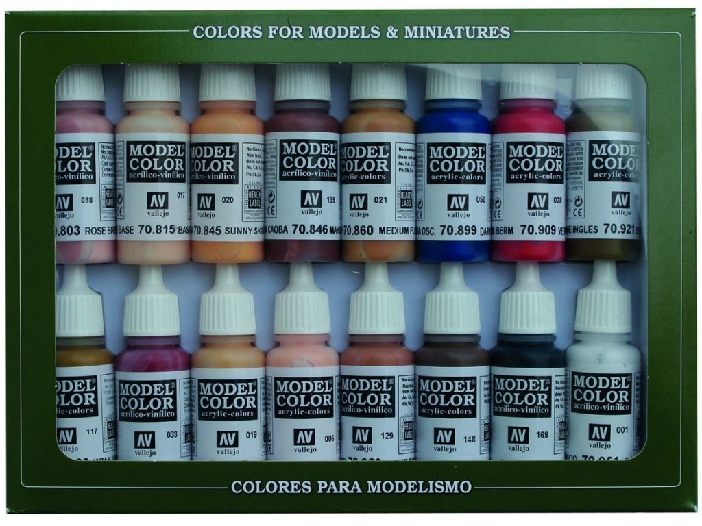 Vallejo Model Color 16 color Set 70125 Face & Skin Tones