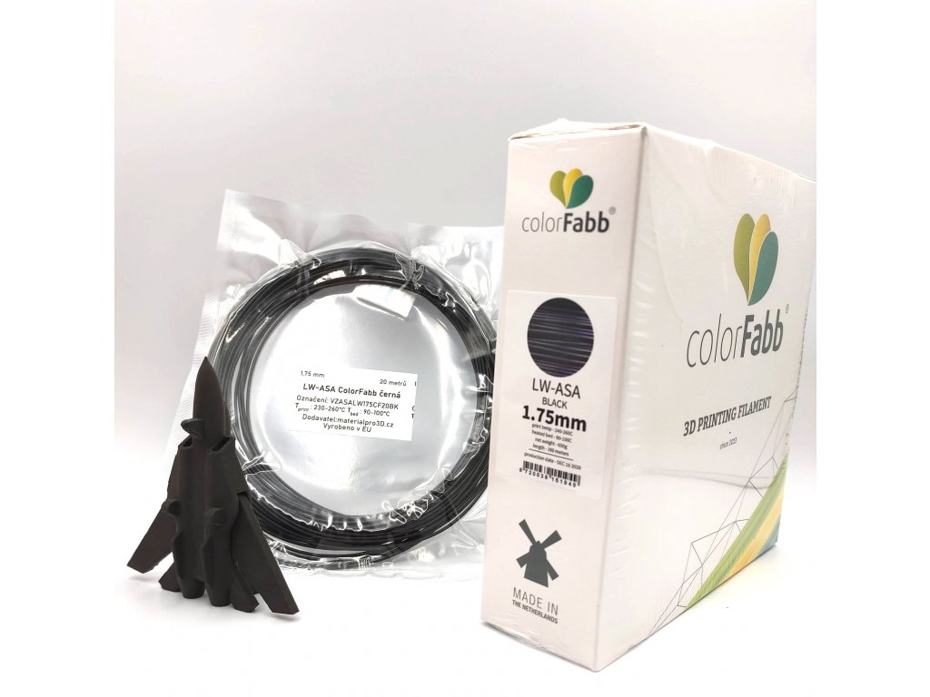 VZORKA 20 METROV LW ASA čierny filament 1,75 mm ColorFabb