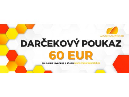 Darčekový poukaz pre nákup v hodnote 60 EUR