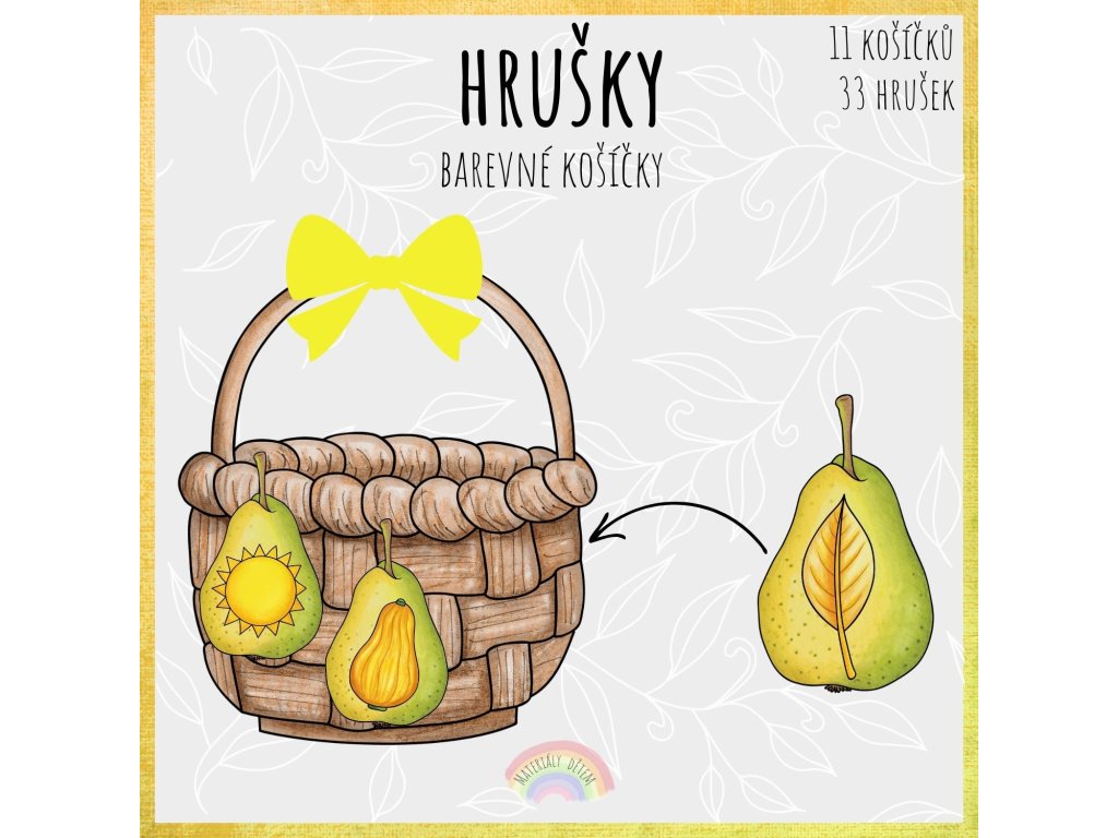 Hrušky, barevné košíčky