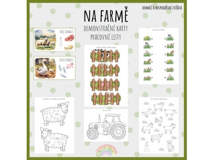 Na farmě, pracovní listy a demonstrační obrázky