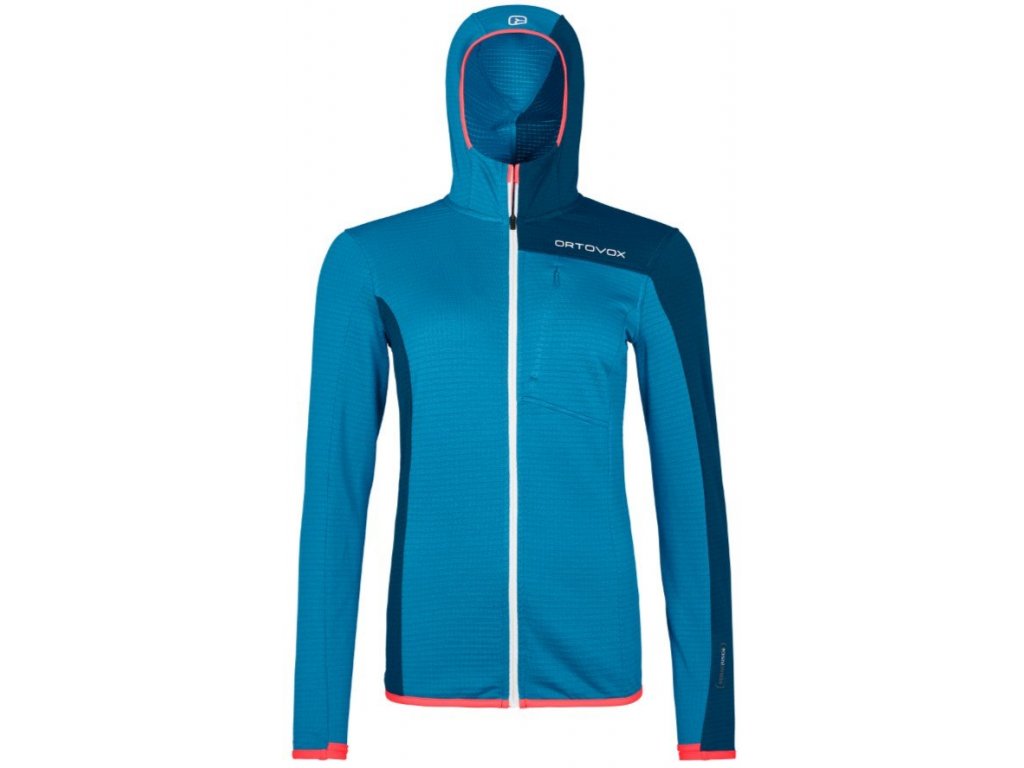 Mikina Ortovox Fleece Light Grid Hooded Dámská (Barva heritage blue, Velikost M)