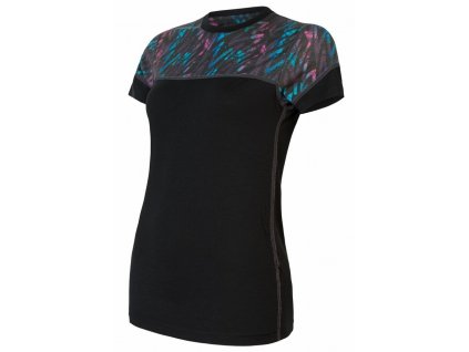 Triko Sensor Merino Impress KR Dámské (Barva černá floral, Velikost S)