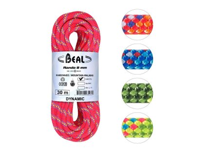 Lano Beal Rando 8mm 30m (Barva červená)