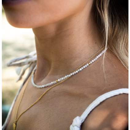 Náhrdelník z měsíčních kamenů, pozlacený Chandra