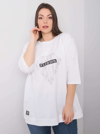 Bílé plus size tričko s aplikací - RELEVANCE