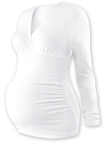 JOŽÁNEK Těhotenské triko/tunika dlouhý rukáv EVA - bílé