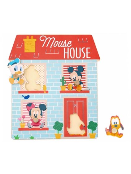 Dřevěné Disney puzzle,domeček pro nejmenší Mickey a přátelé, 24 x 30 cm