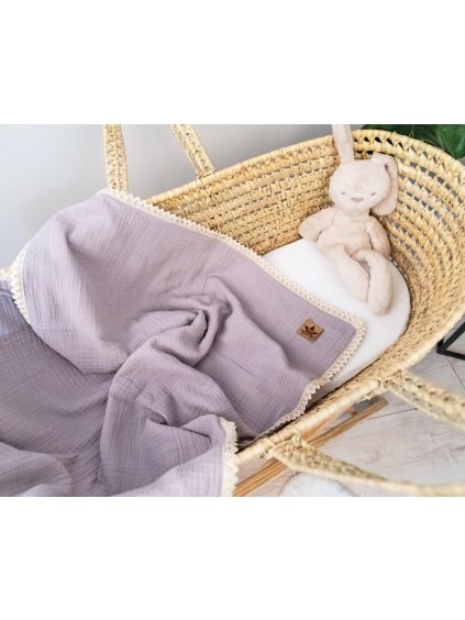 Baby Nellys Luxusní dvouvrstvá mušelínová dětská deka, 75 x 100 cm, šedá