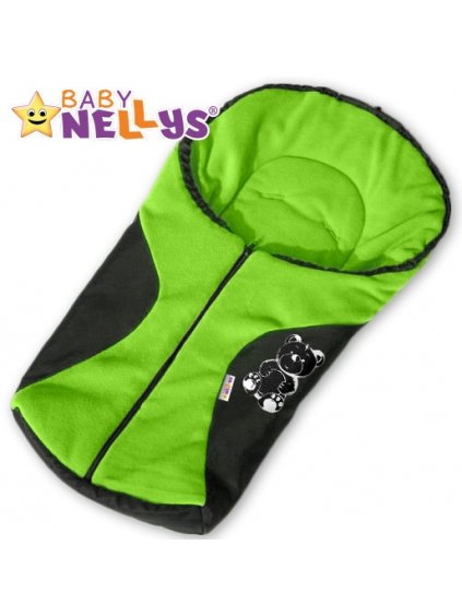 Fusák nejen do autosedačky Baby Nellys ® POLAR - zelený medvídek