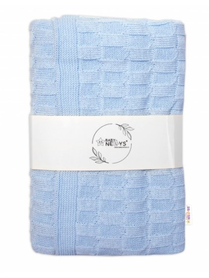 Luxusní bavlněná pletená deka, dečka CUBE, 80 x 100 cm - sv. modrá