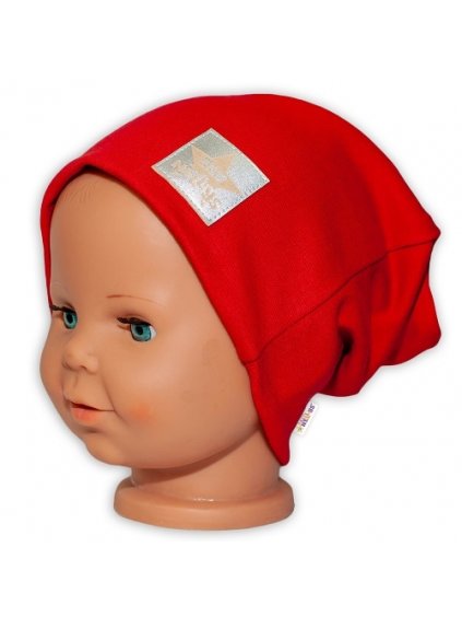 Dětská funkční čepice s dvojitým lemem - červená