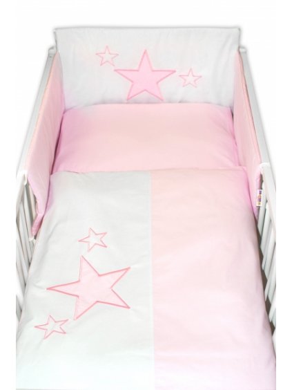 Mantinel s povlečením Baby Stars - růžový, 120x90 cm