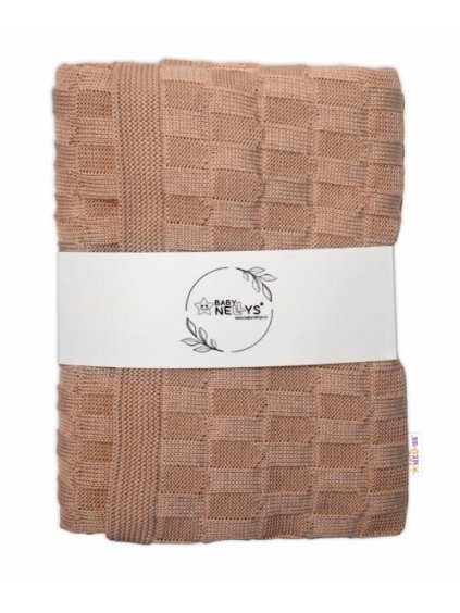 Luxusní bavlněná pletená deka, dečka CUBE, 80 x 100 cm - béžová