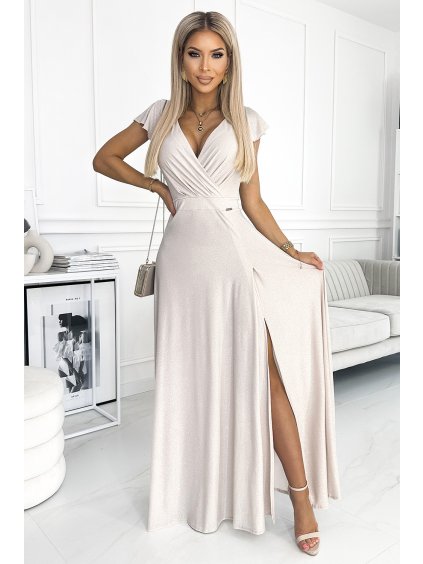 220743 crystal dlouhe trpytive saty s vystrihem bezove 411 4