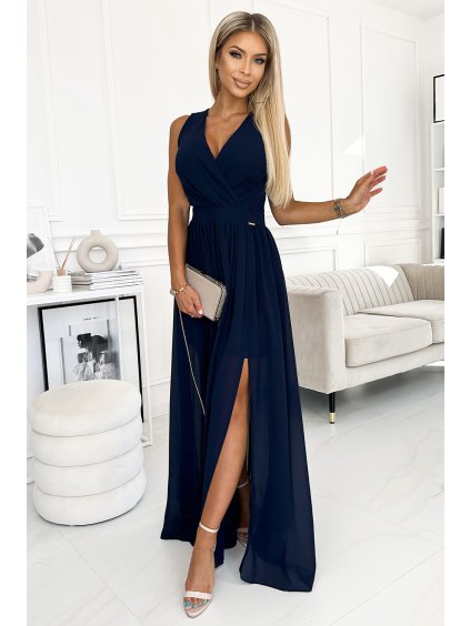 222468 justine dlouhe saty s vystrihem a vazanim tmave modre 362 7 numoco