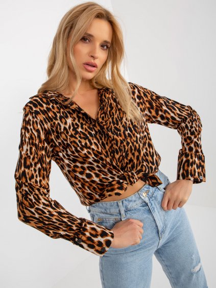 Dámská hnědočerná rozepínací košile s leopardím vzorem
