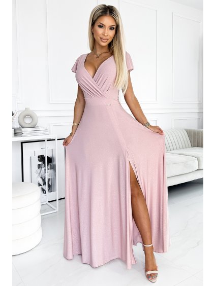 224487 crystal dlouhe trpytive saty s vystrihem ruzove 411 6