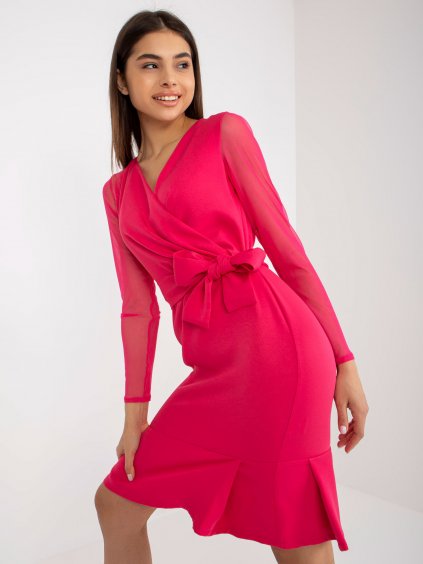 Růžové koktejlové šaty-NU-SK-1678.84P