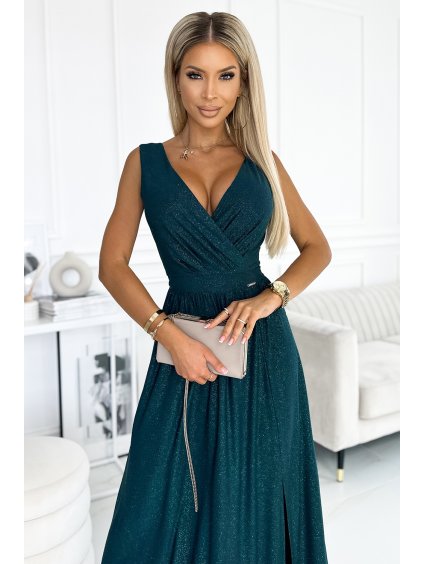 228657 louise brokatove dlouhe saty s vystrihem a rozparkem zelene 467 1 numoco