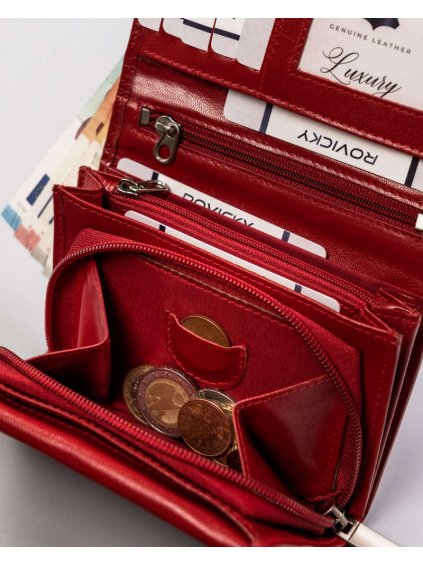 Dámská kožená peněženka - červená - ROVICKY