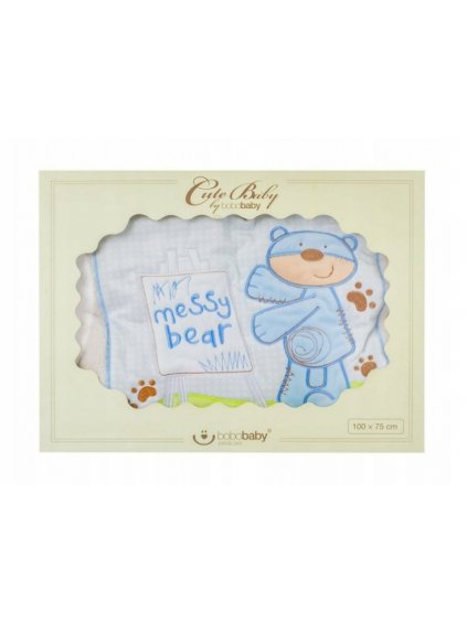 Dětská deka dvouvrstvá Bear, BoboBaby, krémová/modrá