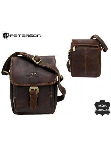 Pánská kožená taška s klopou na magnetický klip - černá - PETERSON