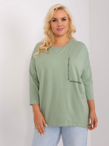 Bavlněné dámské tričko s dlouhým rukávem větší velikosti - RELEVANCE