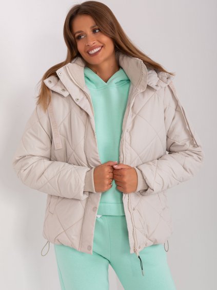 Světle béžová dámská zimní bunda s manžetami - SUBLEVEL