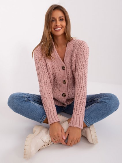 Dámský pletený svetr s copánky a vlnou - BADU