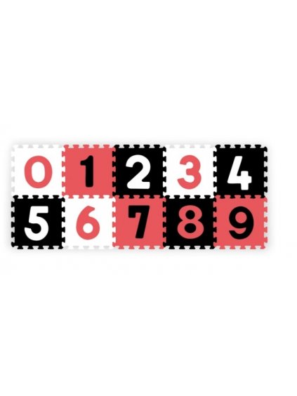 Pěnové puzzle, podložka - Čísla, 10ks, černá/červená/bílá, BabyOno