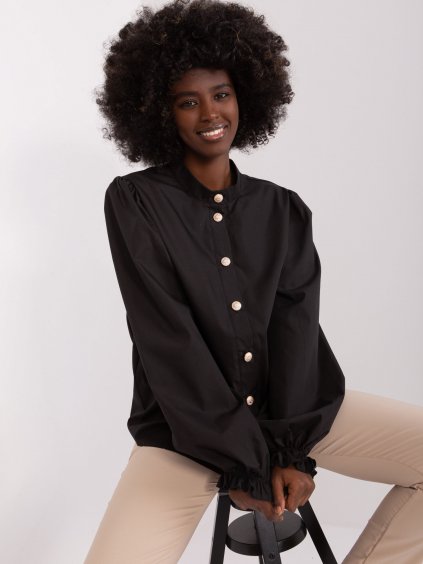 Černá dámská elegantní košile s buffovými rukávy - LAKERTA