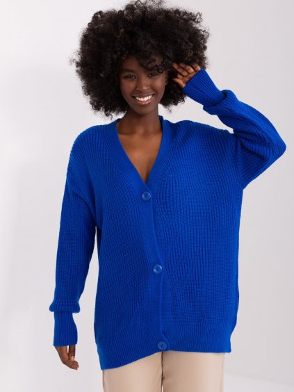 Modrý dámský svetr na knoflíky - RUE PARIS