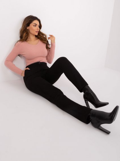 Černé dámské látkové kalhoty s vysokým pasem - LAKERTA
