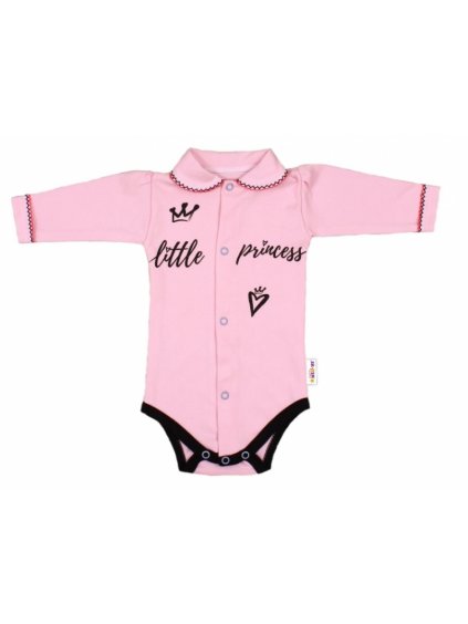 Baby Nellys Body dlouhý rukáv s límečkem, růžové Little Princess