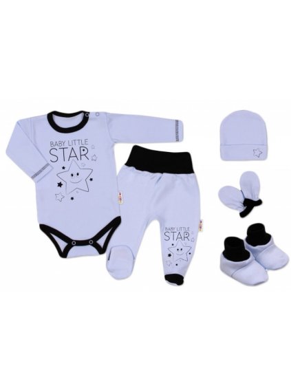 Baby Nellys 5-ti dílná soupravička do porodnice Baby Little Star - modrá