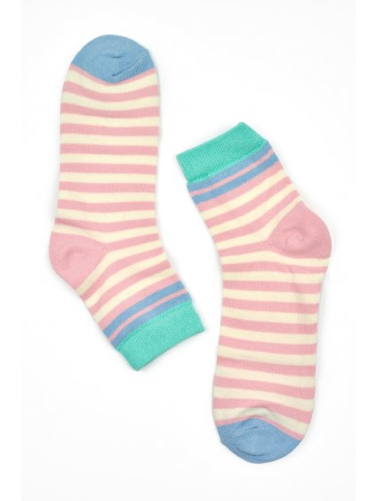 Růžové pruhované kotníkové ponožky