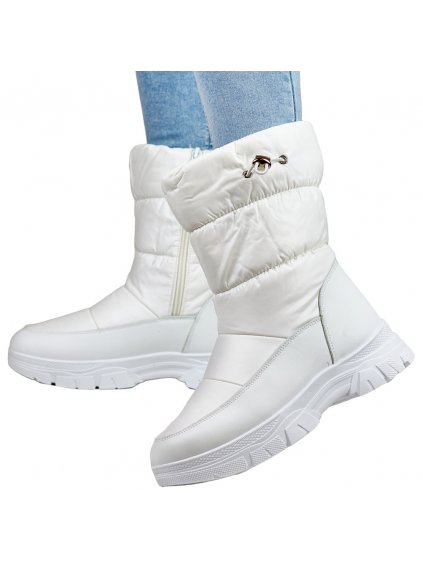 Dámské vysoké zimní boty/sněhule - bílé