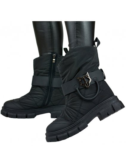 Dámské vysoké zimní zateplené boty/sněhule - černé