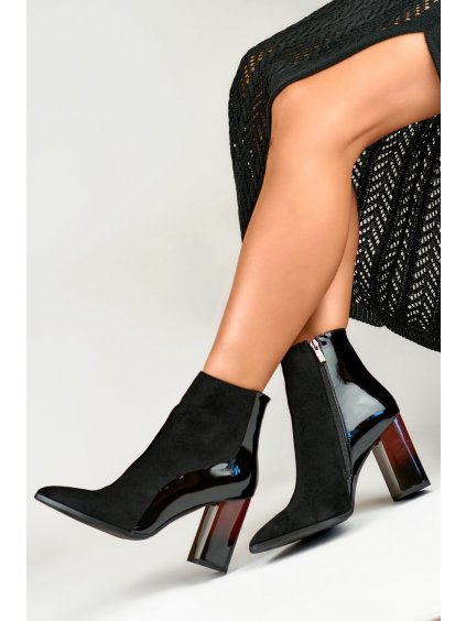 Elegantní dámské zateplené kotníkové boty na vysokém podpatku