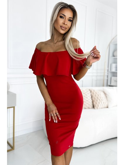 Tužkové šaty Marbella "Španělský styl" - červené - NUMOCO