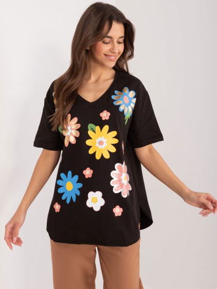 Dámské tričko s barevnými květy - FANCY