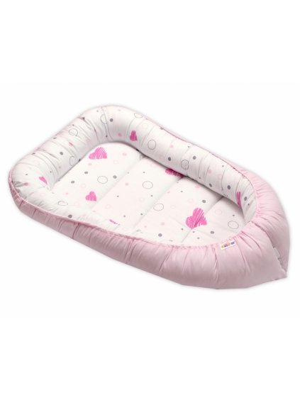 Oboustranné hnízdečko bavlna, I love Girl Baby Nellys, 55 x 75 cm, růžová/bílá