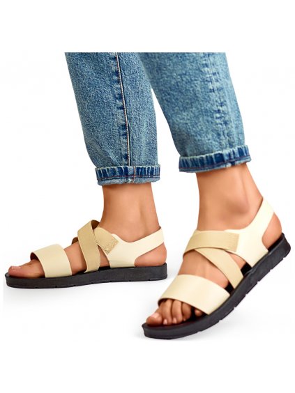 Béžové dámské elastické sandály