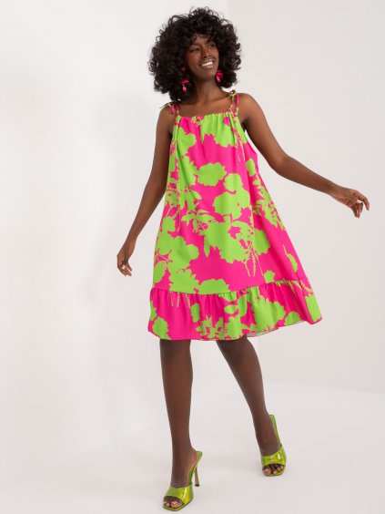 Fuchsiovo-zelené dámské letní šaty - RUE PARIS